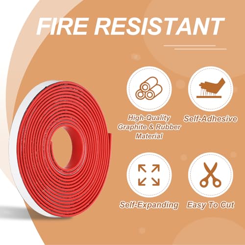 Smoke Fire Seal Strip 9.8Ft 10mm/0.39" Wx 2mm/0.08" T Red - color: Red, size: 9.8FT x 10mm / 0.39" W x 2mm / 0.08" T