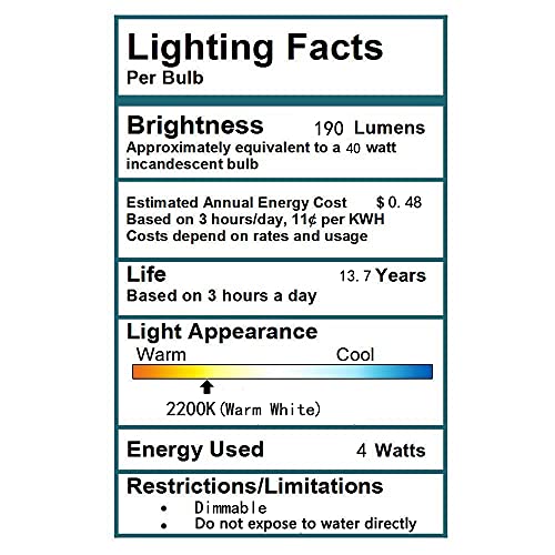 T45 E26 Amber Antique LED Edison Light Bulb,T14 LED Tubular Vintage Antique Dimmable led Bulb,4 Watt 120V 2200K Warm White 180 lumens 40 Watt Equivalent,4 Pack