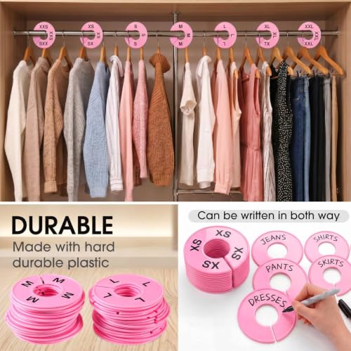 EBOOT 40 Pcs Clothing Size Dividers Closet Size Divider Hanger, Pink - color: Pink