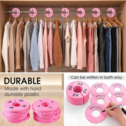 EBOOT 40 Pcs Clothing Size Dividers Closet Size Divider Hanger, Pink - color: Pink