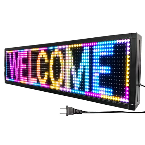 P10 Full-Color WiFi LED Display Sign 26×8 Inch Programmable Digital Board Dynamic Ads for Cafes, Restaurants & Bars Outdoor Waterproof Graphics (IP45) - size: 26''x8''