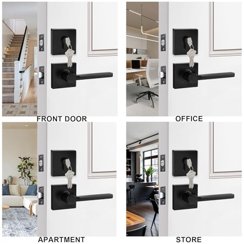 3 Sets Front Exterior Door Lock Set with Passage Lever, Keyed Alike - size: 3 Pack, style: Deadbolt+Passage Lever