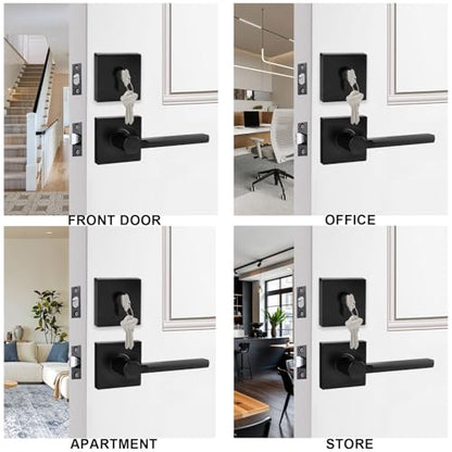 3 Sets Front Exterior Door Lock Set with Passage Lever, Keyed Alike - size: 3 Pack, style: Deadbolt+Passage Lever
