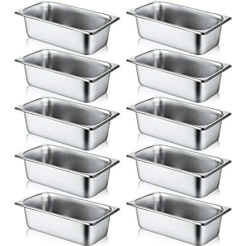 Thenshop 10 Pack Stainless Steel Steam Table Pans - color: Standard, size: 1/3 Size-4 Inch Deep