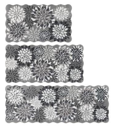 HEBE Anti Fatigue Kitchen Rugs Set of 3, Cushioned Kitchen Mats for Floor - color: Black/Floral