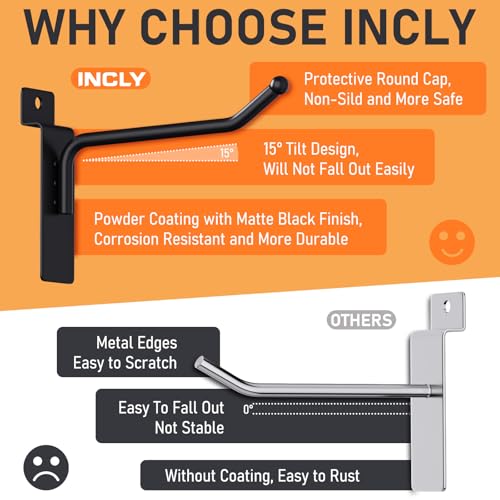 INCLY 60 Pack Slatwall Hooks, 4 Inch Slat Wall Hanging Hook and Hanger - size: 4 Inches