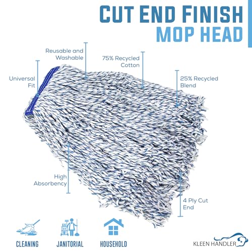 KLEEN HANDLER Cut End Finish Mop Head Replacement,Universal Headband, 6Pack - size: 6 Pack