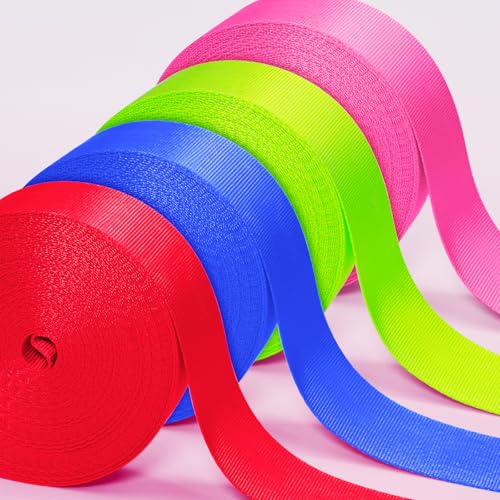 Nylon Webbing 1 Inch 1.5 Inch, 12 Rolls Webbing Strap for Bags, Pets, Climbing Outdoors Indoors Crafting DIY - size: 1 inch-3.3 yards, style: A-12 Colors