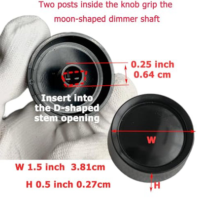26115-E Round Fan Control Light Dimmer Switch Knob,1/4 inch Dia D Shaped Shaft,Black(2 PCS) - color: Black 2