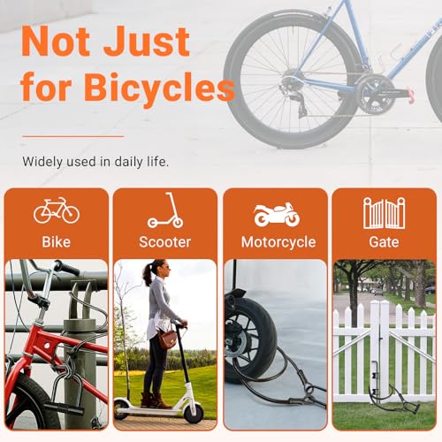 Security Cable with Loops, 10MM Heavy Duty Lock Cable, 4FT 7FT 10FT 15FT 25FT 30FT Vinyl Coated Rust-Proof Flexible Steel Bicycle Security Cable for Motorcycle, Furniture, Gates (Black, 25FT) - size: 25FT