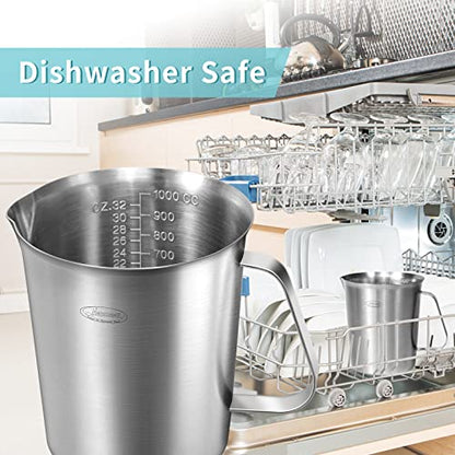Newness 4 Cup Stainless Steel Measuring Cup, Metal Measure Cup, 32 Oz,1.0 L - size: 32 OZ (4 Cup, 1000 ML)