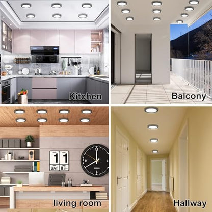 ETL 7 inch Small LED Flush Mount Ceiling Light Dimmable,5000K Daylight Ultra Slim Round Flat Panel Ceiling Light Fixture,Modern Ceiling Lamp for Closet,Kitchen,Bathroom 8 Pack Black - color: Black, size: 7 inch-8 Pack