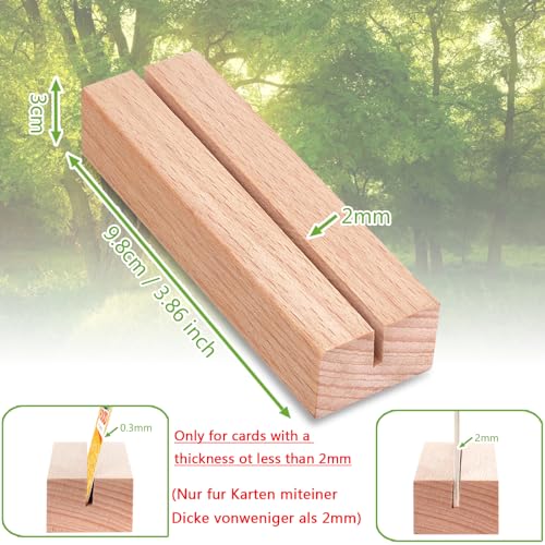 16Pcs Wooden Place Card Holders, Wood Photo Picture Card Holders for Weddings Banquets and Parties, Beech Table Number Holder Stands, Wood Menu Holder for Restaurants - size: 16 Pcs-Natural- Slots 2mm