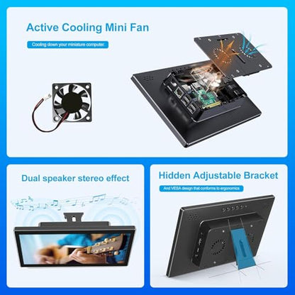 10.1 Inch Touchscreen for Raspberry Pi,5-Point,1920*1200 (inky black) - color: inky black