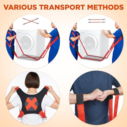 NOCOEX Moving Straps for Lifting 2-Person: Shoulder Lifting Straps System - color: Red
