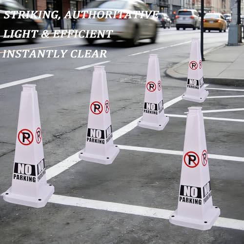 28" White Safety Cones 6-Pack with Rubber Base - color: White, size: 28"