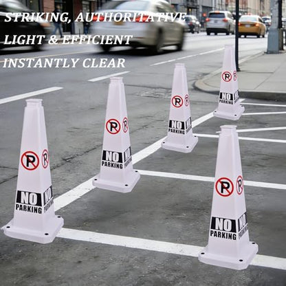 28" White Safety Cones 6-Pack with Rubber Base - color: White, size: 28"