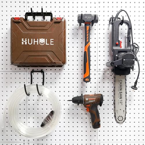 HUHOLE 8 Pack Pegboard Drill Holder Utility Hooks for 1/4 Inch Pegboard