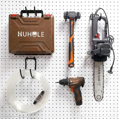 HUHOLE 8 Pack Pegboard Drill Holder Utility Hooks for 1/4 Inch Pegboard