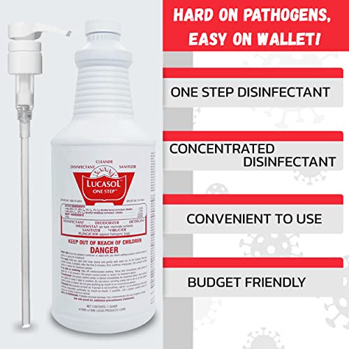 Lucasol One Step Sanitizer Hospital Grade Disinfectant Attachable Pump - style: 1 Quart+Pump