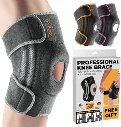 DR. BRACE ELITE Knee Brace with Side Stabilizers & Patella Gel Pads - color: Moon, size: Medium
