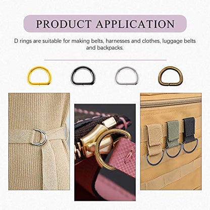 Swpeet 60Pcs Heavy Duty 1 Inch / 25mm Metal D Ring, Webbing Belts Buckle Metal Rings for for Belt Bags DIY Accessories Keychains Belts and Dog Leash - Sliver, Bronze, Gold, Gun-Black (Metal D Ring) - style: Metal D Ring