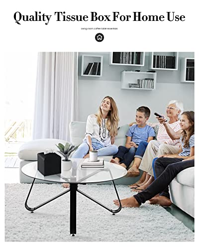 Tissue Box Cover, Jeethemy Square PU Leather Tissue Box Holder, Modern Tissue Case Facial Paper Organizer Dispenser，5X5X5'',Double Black - color: Double Black