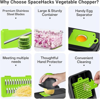 15-in-1 Vegetable Chopper with 10 Blades, Food Veggie Cutter, Green - color: Green, size: 10 Blades