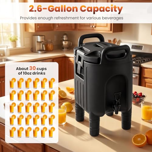 COSTWAY 2.6 Gal Insulated Beverage Dispenser, Commercial Coffee Server, 2