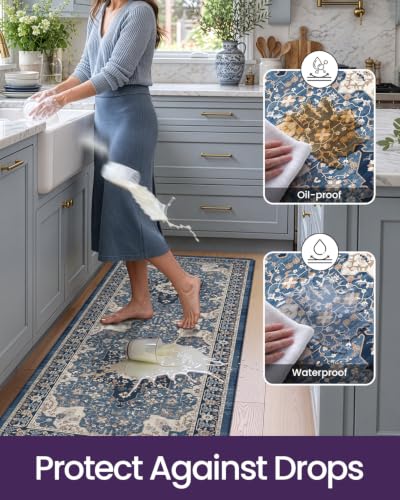 DEXI Kitchen Floor Mats Cushioned Anti Fatigue Runner Rug 23x59 Blue - color: Blue, size: 59"L x 24"W x 0.4"Th