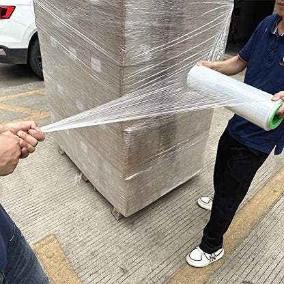 4-Pack Clear Stretch Wrap 18" x 1000 Feet 80 Gauge Industrial Strength with Plastic Handle, Plastic Pallet Supplies Durable Self-Adhering for Packing, Moving, Heavy Duty Shrink Film Rolls - size: Clear-4-Pack