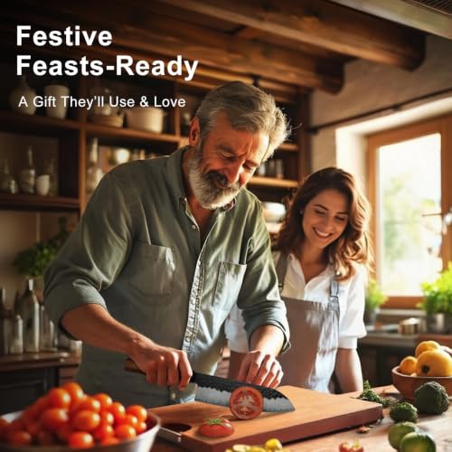 FAMCÜTE Japanese Knife Set with Block, Kitchen Knives Gift for Men & Women - size: Japanese Knife Set of 4