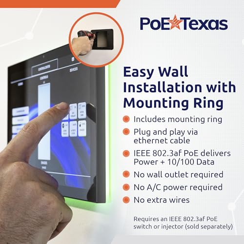 PoE Texas 10-Inch PoE Meeting Room Scheduler Tablet with LED Ring - size: Android 13