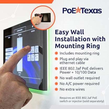 PoE Texas 10-Inch PoE Meeting Room Scheduler Tablet with LED Ring - size: Android 13