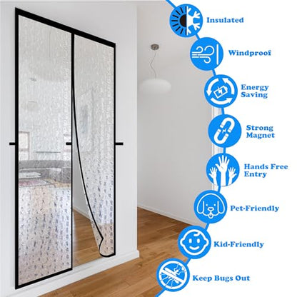RELIANCER Magnetic Thermal Insulated Door Curtain,Waterproof EVA Door Cover,Fit Doors Size Up to 36"x78",Temperature Protection Insulated Doorway Curtain Partition,Patio Self-Closing Doors Net Screen - size: Fits Door Size 36"X78"
