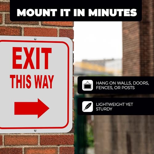 EXIT THIS WAY DIRECTIONAL UPWARD ARROW RED Aluminum Composite Outdoor Sign 20" x24" - color: Upward, size: 20" x24"
