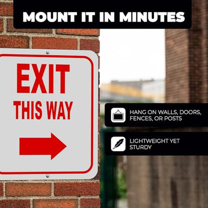EXIT THIS WAY DIRECTIONAL UPWARD ARROW RED Aluminum Composite Outdoor Sign 20" x24" - color: Upward, size: 20" x24"