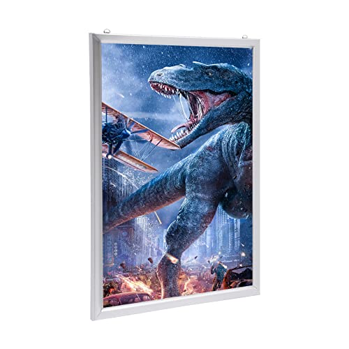 24'' x 36'' LED Poster Frame, Backlit Light Box Sign 20W 110V with Aluminum Frame, Front Open Advertising Light Box for Store Restaurant Menu Display, Silver - color: Silver, size: 24" x 36"