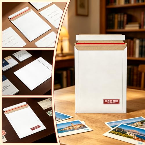 20 Pack 7.5x9.45 inch Rigid Mailers, Self Seal Photo Mailers Protective Flat Cardboard Envelopes White Blank Shipping Envelopes for Photos Document Invitation Papers Files - color: White, size: 7.5x9.45 Inch