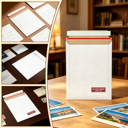 20 Pack 7.5x9.45 inch Rigid Mailers, Self Seal Photo Mailers Protective Flat Cardboard Envelopes White Blank Shipping Envelopes for Photos Document Invitation Papers Files - color: White, size: 7.5x9.45 Inch