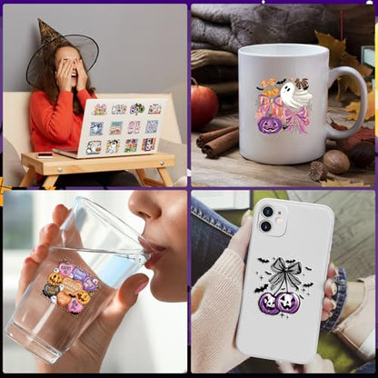 Rngmsi UV DTF Cup Wrap - 30 Sheets Halloween Goose Ghost UV DTF Wraps for 16 oz Glass, Funny Silly Pumpkin UVDTF Stickers, Rub on Transfer Decals for Drinking Cups DIY Crafts for Adults - style: Halloween Goose Ghost