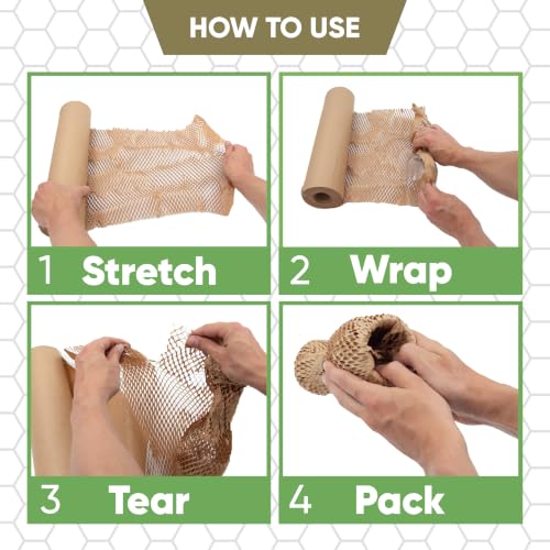 Honeycomb Packing Paper 12”x50’ Moving Supplies. Eco Friendly Bubble Paper Wrap Roll for Packing Fragile Items. Packaging Sheets for Moving. Kraft Paper Shipping Supplies. - size: 12" x 50 ft