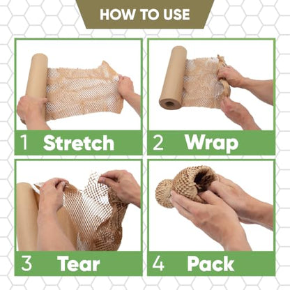 Honeycomb Packing Paper | Bubble Plastic Wrap Alternative | Moving Supplies - size: 12" x 200 ft