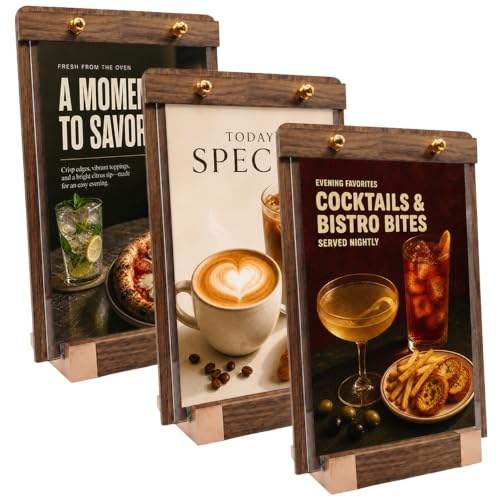 3 Pack 6 x 8 Wood Sign Holders with Slanted Base, Table top Display - size: 6x8, 3 Pack