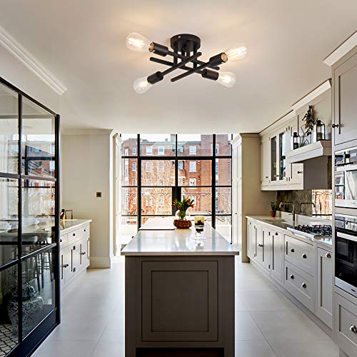 ZGLAOJT Semi Flush Mount 4 Light Ceiling Light Matte Black with E26 Base Modern Chandelier for Farmhouse Kitchen Dining Room Bedroom Study Living Room. - color: Black, size: 4-Light