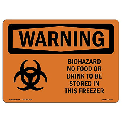OSHA Waring Sign - Biohazard No Food Or Drink | Vinyl Label Decal | Protect Your Business, Construction Site, Warehouse & Shop Area | Made in The USA