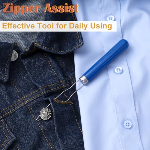Easy Button Hook, Steel Button Helper Tool for Elderly, Blue - color: Blue, Plastic Handle, 1 Pack