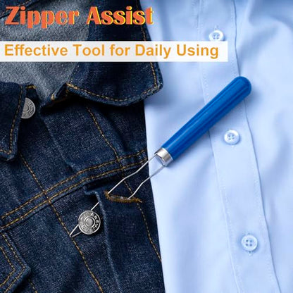 Easy Button Hook, Steel Button Helper Tool for Elderly, Blue - color: Blue, Plastic Handle, 1 Pack