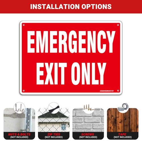 2 Pack Emergency Exit Only Signs, 10"x7" Emergency Exit Sign for Business