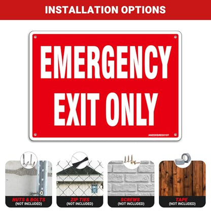 2 Pack Emergency Exit Only Signs, 10"x7" Emergency Exit Sign for Business